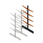 Leichtes Kragarmregal doppelseitig 2500x750x600 mm (hxbxt) 4 Ebenen Anbauregal