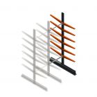 Leichte doppelseitige Kragarmregal 2500x750x600 mm (hxbxt) 6 Ebenen Anbauregal