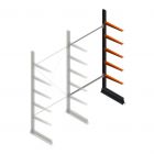 Leichtes Kragarmregal einseitig 2500x1250x600 mm (hxbxt) 5 Ebenen Anbauregal