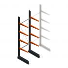 Leichtes Kragarmregal einseitig 2500x750x600 mm (hxbxt) 4 Ebenen Anfangsregal