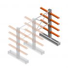 Medium Kragarmregal IT beidseitig 1990x1200x600 mm (hxbxt) 4 Ebenen Anbauregal