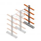 Medium Kragarmregal IT doppelseitig 2455x1200x600 mm (hxbxt) 4 Ebenen Anbauregal