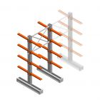 Medium Kragarmregal IT doppelseitig 2455x1200x600 mm (hxbxt) 4 Ebenen Anfangsregal