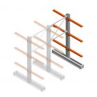 Medium Duty Kragarmregal IT beidseitig 2455x1200x800 mm (hxbxt) 3 Ebenen Anbauregal