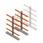 Medium Kragarmregal IT doppelseitig 2455x1200x800 mm (hxbxt) 4 Ebenen Anfangsregal