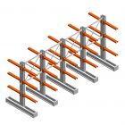 Vorteilsreihe Medium Kragarmregal IT doppelseitig 1990x4000x600 mm (hxbxt) 3 Ebenen