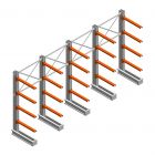 Vorteilsreihe medium Kragarmregal IT einseitig 2455x4800x800 mm (hxbxt) 4 Ebenen