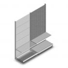 Wandregal mit Perforation Tego 2200x1000x470 mm (hxbxt) 2 Ebenen RAL9006 Anbauregal