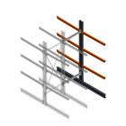 Schweres Kragarmregal doppelseitig 3000x1000x1200mm (hxbxt) 3 Ebenen Anbauregal