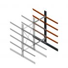 Schwerlast-Kragarmregal beidseitig 3000x1200x1200mm (hxbxt) 4 Ebenen Anbauregal