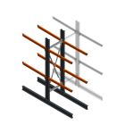 Schweres Kragarmregal beidseitig 3000x800x1200 mm (HxBxT) 2 Ebenen Grundregal