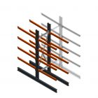 Schweres Kragarmregal doppelseitig 3000x800x1200mm (hxbxt) 4 Ebenen Anfangsregal