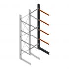 Schwerlast-Kragarmregal einseitig 5000x1200x1000mm (hxbxt) 4 Ebenen Anbauregal