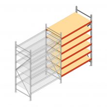Weitspannregal AR 2500x1610x800 mm (hxbxt) 6 Ebenen verzinkt Anbauregal mit vormontierten Rahmen
