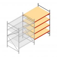 Weitspannregal AR 2500x1610x1200 mm (hxbxt) 4 Ebenen verzinkt Anbauregal mit vormontierten Rahmen