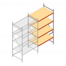 Weitspannregal AR 3000x1850x1000 mm (hxbxt) 4 Ebenen verzinkt Anbauregal mit vormontierten Rahmen