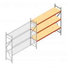 Weitspannregal AR 2500x2700x600 mm (hxbxt) 3 Ebenen verzinkt Anbauregal mit vormontierten Rahmen