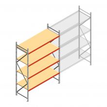 Weitspannregal AR 3000x2250x800 mm (hxbxt) 4 Ebenen verzinkt Anfangsregal mit vormontierten Rahmen