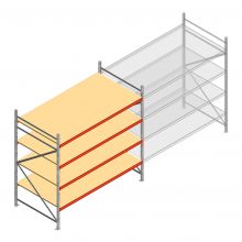 Weitspannregal AR 2500x2700x1200 mm (hxbxt) 4 Ebenen verzinkt Anfangsregal mit vormontierten Rahmen