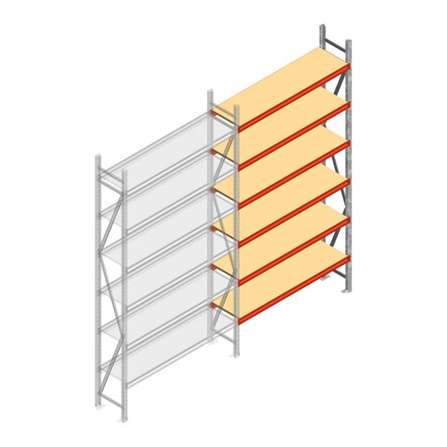 Weitspannregal AR 3000x1850x400 mm (hxbxt) 6 Ebenen verzinkt Anbauregal mit vormontierten Rahmen
