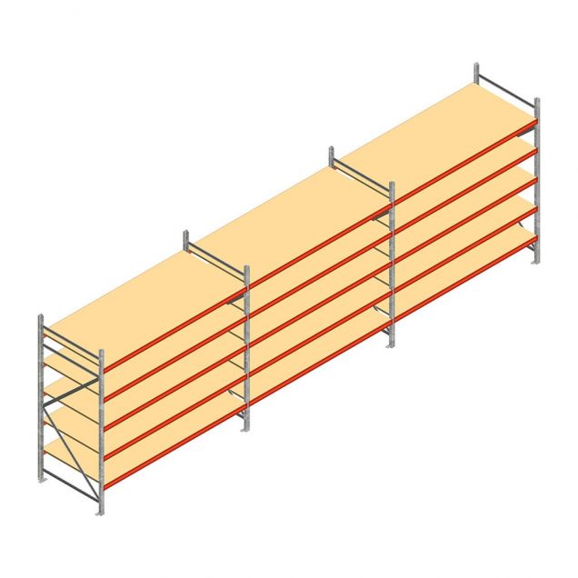 Vorteilsreihe Weitspannregal AR 3000x6950x1000 mm (hxbxt) 5 Ebenen mit vorgemontierten Rahmen