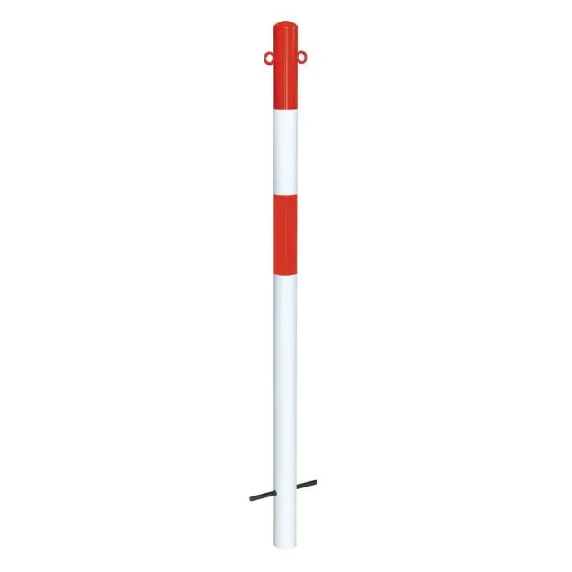 MORION Pfahl einbetonieren Ø60mm 2 Kettenösen rot/weiß