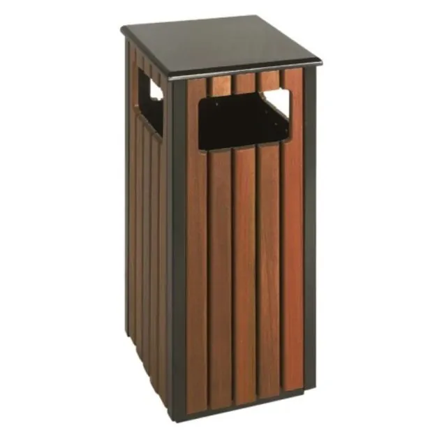 Quadratischer Abfallbehälter 36 Liter Holzoptik