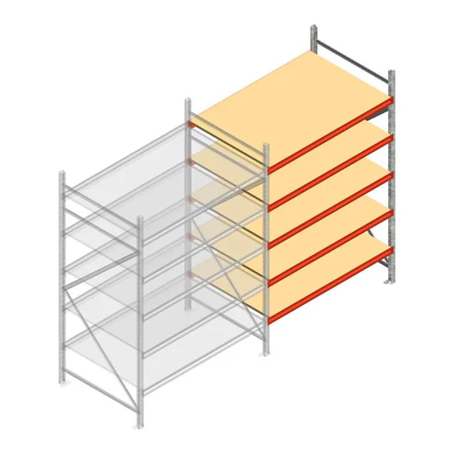 Weitspannregal AR 2000x1610x1000 mm (hxbxt) 5 Ebenen verzinkt Anbauregal mit vormontierten Rahmen