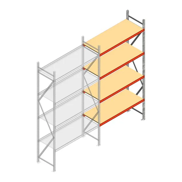 Weitspannregal AR 2250x2010x600 mm (hxbxt) 4 Ebenen verzinkt Anbauregal mit vormontierten Rahmen