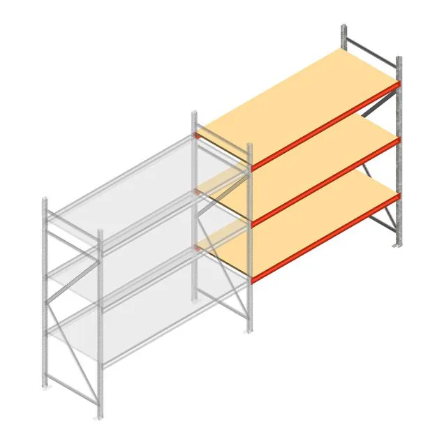 Weitspannregal AR 2250x2250x800 mm (hxbxt) 3 Ebenen verzinkt Anbauregal mit vormontierten Rahmen