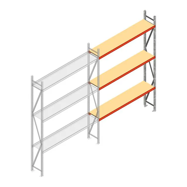 Weitspannregal AR 2500x1850x400 mm (hxbxt) 3 Ebenen verzinkt Anbauregal mit vormontierten Rahmen