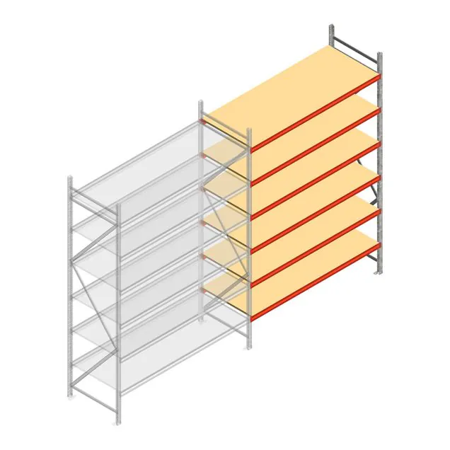 Weitspannregal AR 3000x1610x800 mm (hxbxt) 6 Ebenen verzinkt Anbauregal