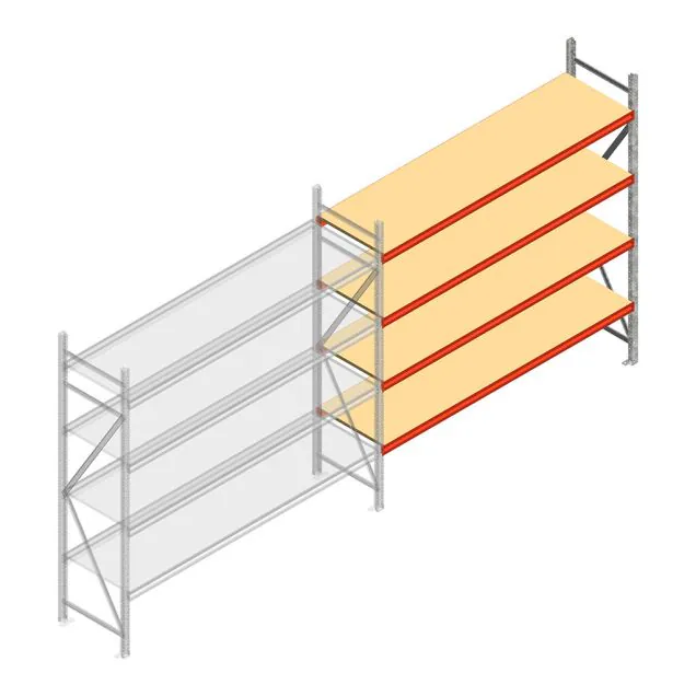 Weitspannregal AR 3000x2250x600 mm (hxbxt) 4 Ebenen verzinkt Anbauregal mit vormontierten Rahmen