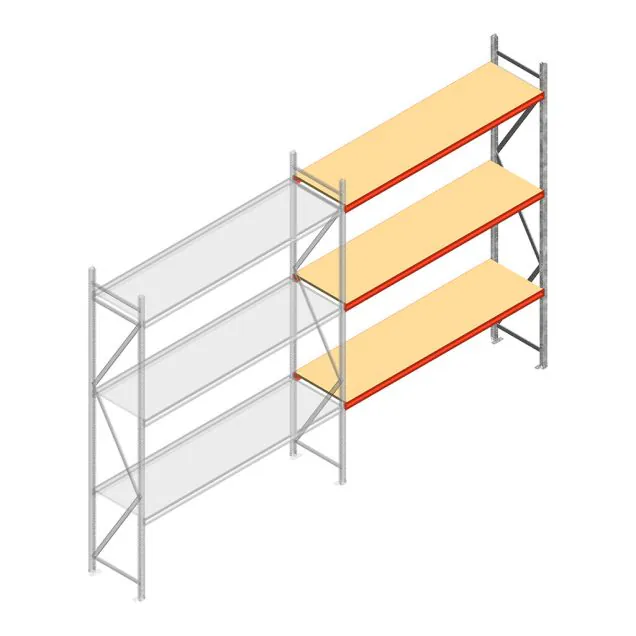 Weitspannregal AR 3000x2700x600 mm (hxbxt) 3 Ebenen verzinkt Anbauregal