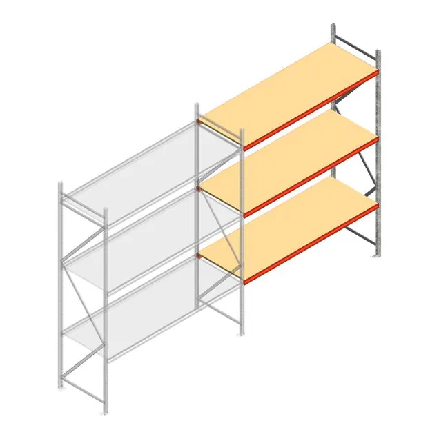 Weitspannregal AR 3000x2700x800 mm (hxbxt) 3 Ebenen verzinkt Anbauregal