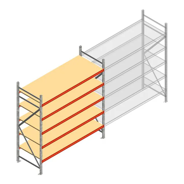 Weitspannregal AR 2000x2250x900 mm (hxbxt) 5 Ebenen verzinkt Anfangsregal mit vormontierten Rahmen