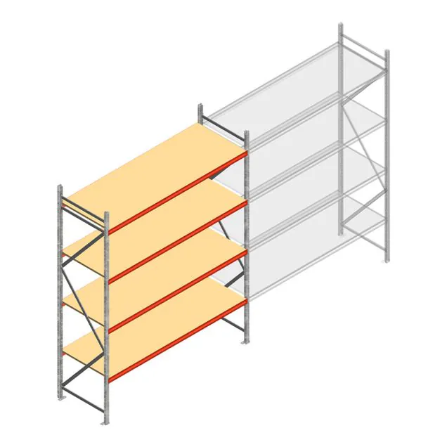 Weitspannregal AR 3000x2700x800 mm (hxbxt) 4 Ebenen verzinkt Anfangsregal