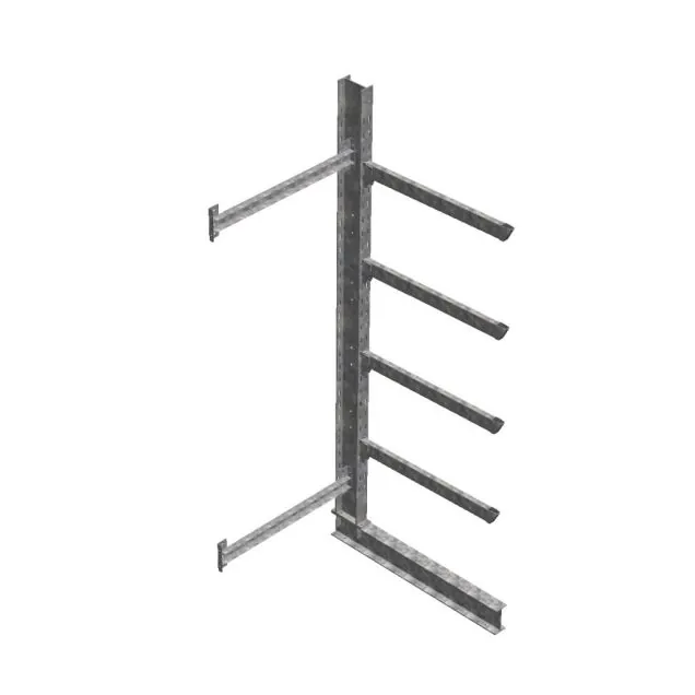 Schweres Kragarmregal thermisch verzinkt einseitig 3500x1000x1200 mm (HxBxT) 4 Ebenen Anbauregal