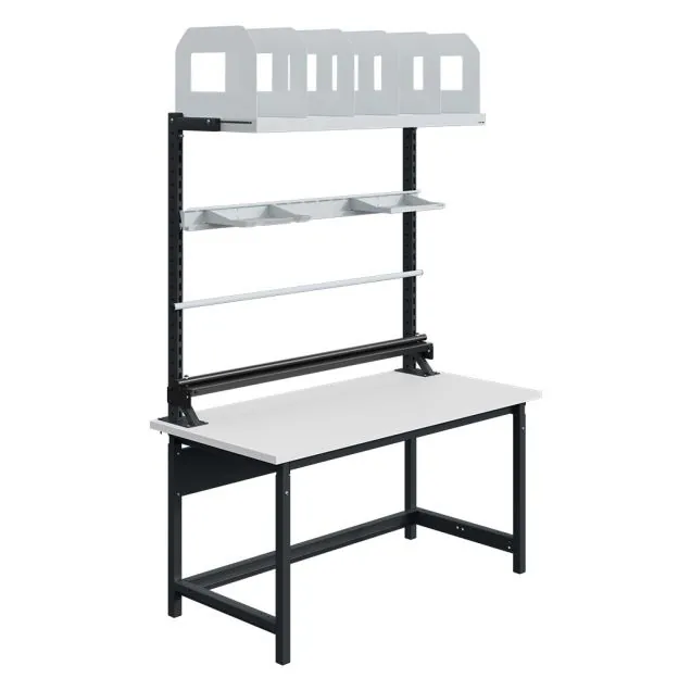 Verstellbare Werkbank mit Schiene Sofame Melamin 28mm 1500x750x768-1048 mm 300kg Anthrazit