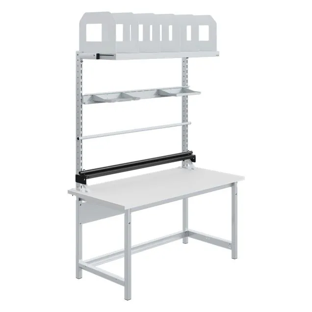 Höhenverstellbarer Arbeitstisch mit Schiene Sofame Laminat 30mm 1500x750x770-1050 mm 300kg Grau