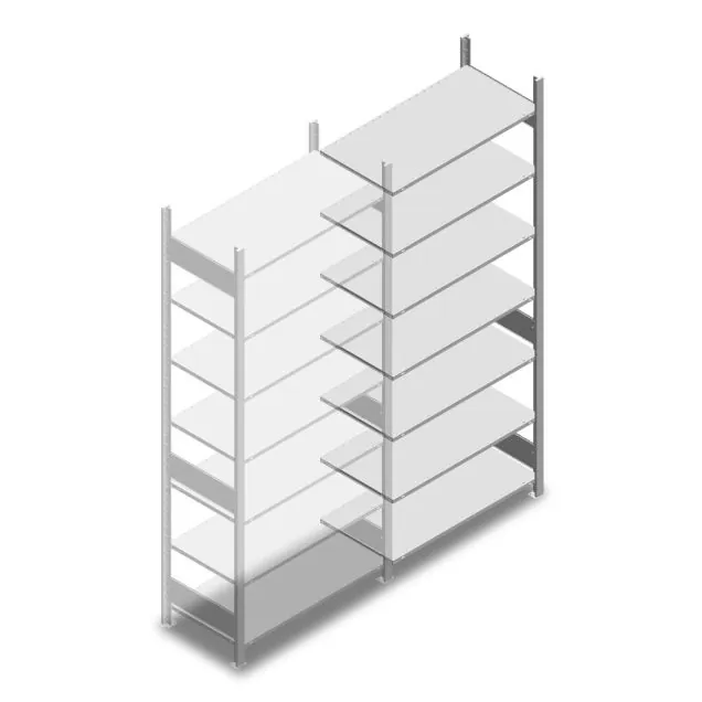 Fachbodenregal Heavy Duty 2500x1000x500mm (HxBxT) 7 Ebenen 150 kg Anbauregal
