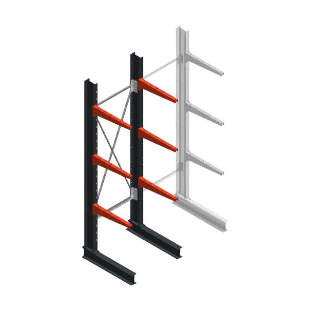 Medium Kragarmregal BR einseitig 2500x750x600 mm (HxBxT) 3 Ebenen Grundregal 290/Arm