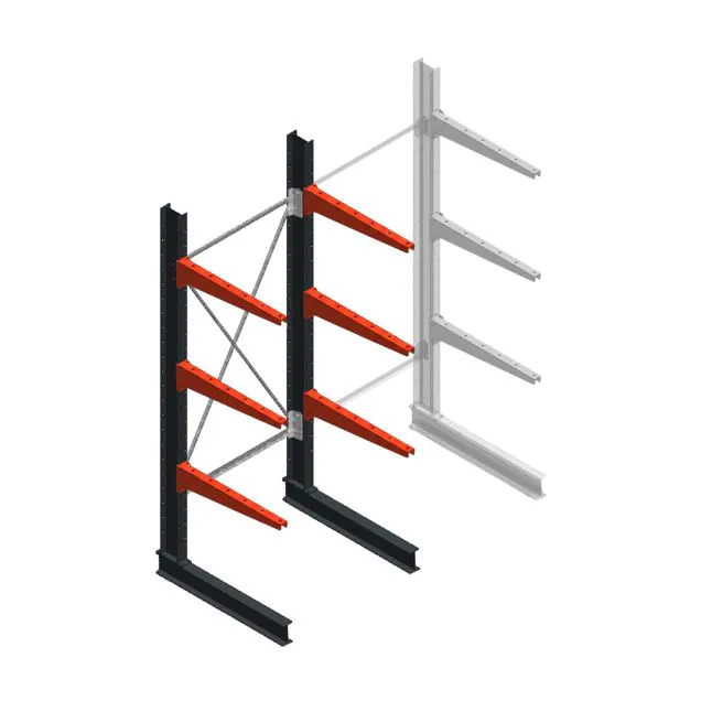 Medium Kragarmregal BR einseitig 2500x1000x800mm (HxBxT) 3 Ebenen Grundregal 340/Arm