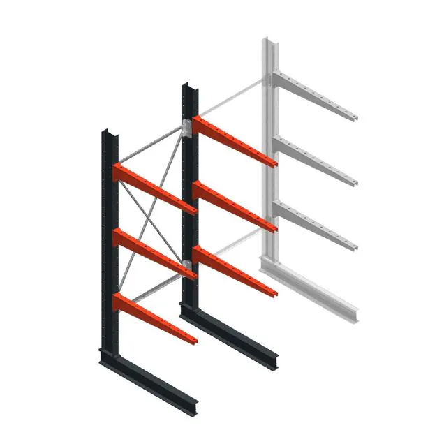 Medium Kragarmregal BR einseitig 2500x1000x1000 mm (HxBxT) 3 Ebenen Grundregal 275/Arm