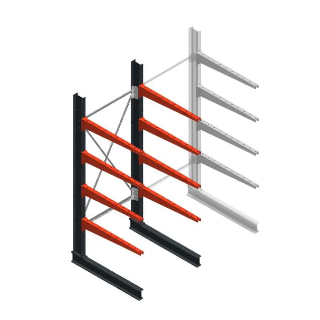 Medium Kragarmregal BR einseitig 2500x1000x1000mm (HxBxT) 4 Ebenen Grundregal 275/Arm