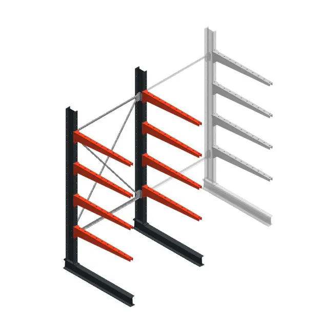 Medium Kragarmregal BR einseitig 2500x1250x1000 mm (HxBxT) 4 Ebenen Grundregal 275/Arm
