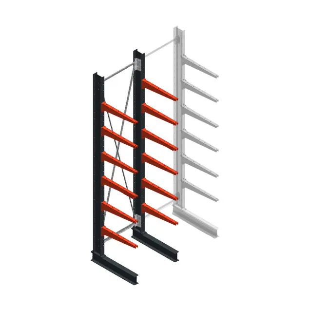 Medium Kragarmregal BR einseitig 3000x750x600mm (HxBxT) 6 Ebenen Grundregal 290/Arm