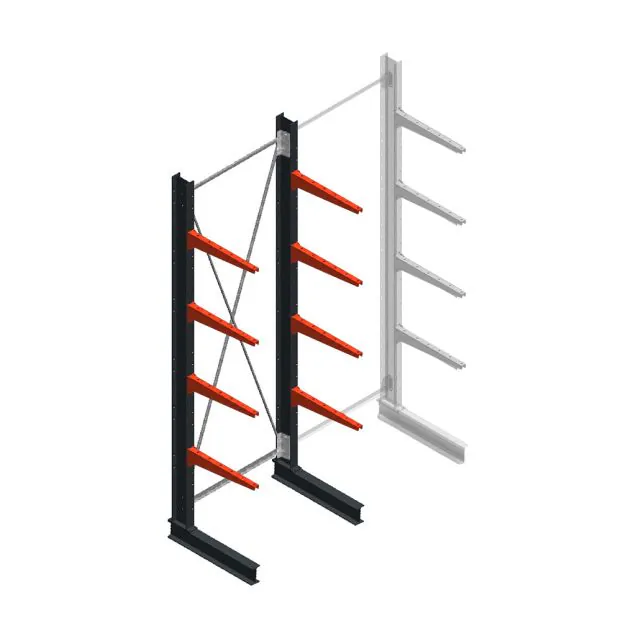 Medium Kragarmregal BR einseitig 3000x1000x600mm (HxBxT) 4 Ebenen Grundregal 290/Arm