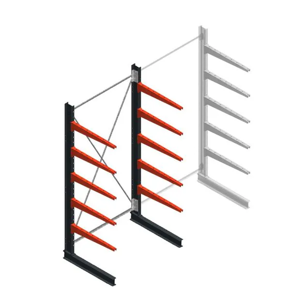 Medium Kragarmregal BR einseitig 3000x1500x800 mm (HxBxT) 5 Ebenen Grundregal 220/Arm