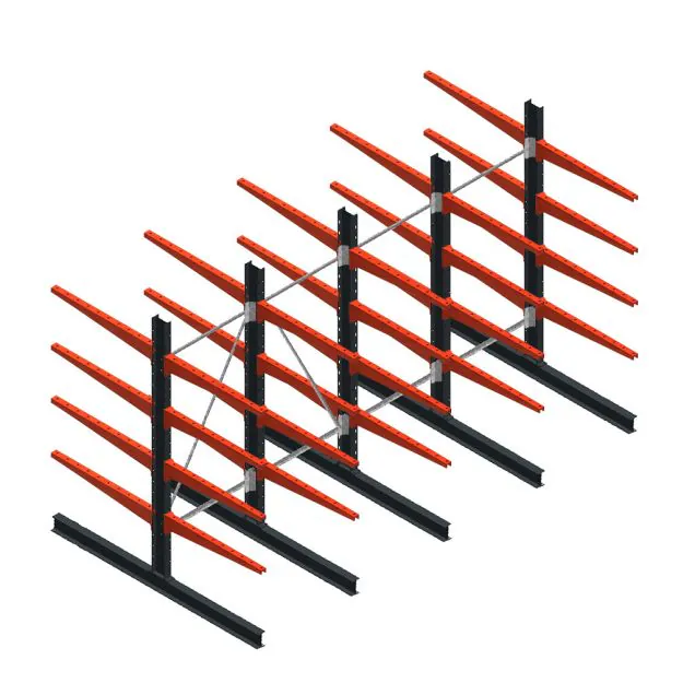 Vorteilsreihe Medium Kragarmregal beidseitig 2500x4000x1000 mm (HxBxT) 4 Ebenen 175/arm